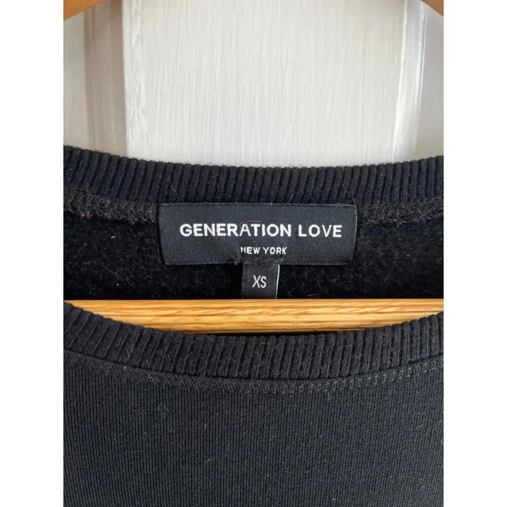Generation Love Georgia SOFT Faux Leather Sleeve Top - Solid Black - Size XS - Picture 7 of 9